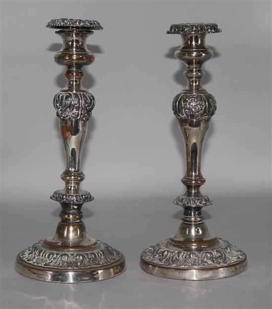 A pair of Old Sheffield plate candlesticks